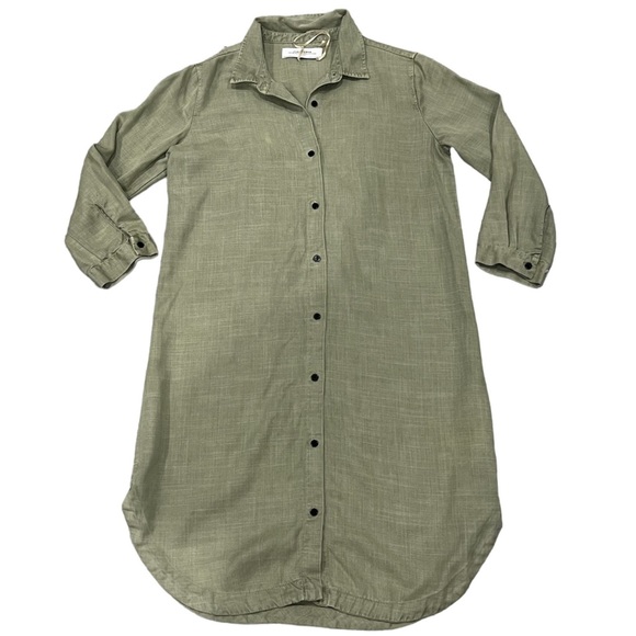 Zara Military Army Green  Tencel Chambray 3/4 Sleeve Button Down Beach Tunic 💜 - Picture 9 of 12